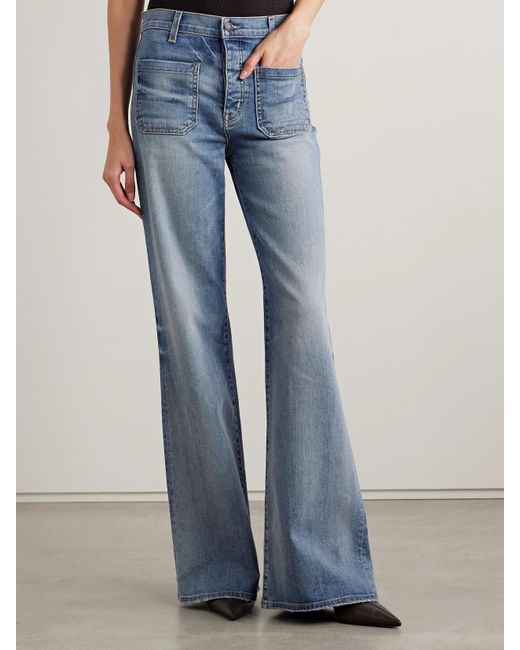 Nili Lotan Blue Florence Distressed High-Rise Flared Jeans