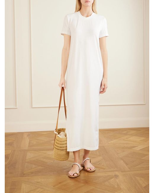 James Perse White Cotton-Blend Jersey Maxi Dress