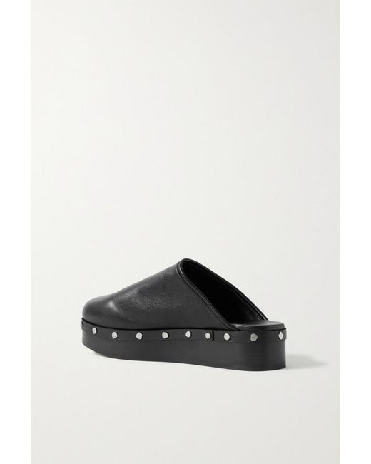 Co. Black Studded Platform Leather Clogs