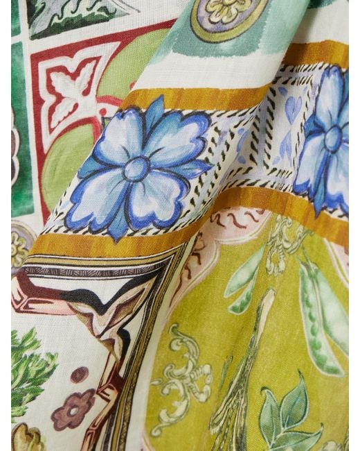 ALÉMAIS White Tommasina Printed Ramie Mini Dress