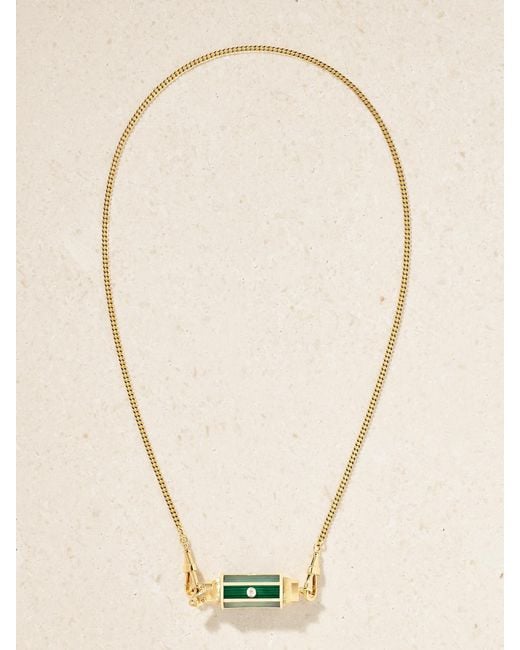 Marie Lichtenberg Natural Baby Locket 18-Karat, Malachite And Diamond Necklace