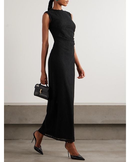 Stella McCartney Black Ruched Stretch Recycled-Lace Maxi Dress