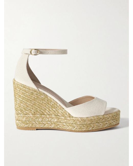 Stuart Weitzman Natural Espadrille-Wedges Aus Leinen