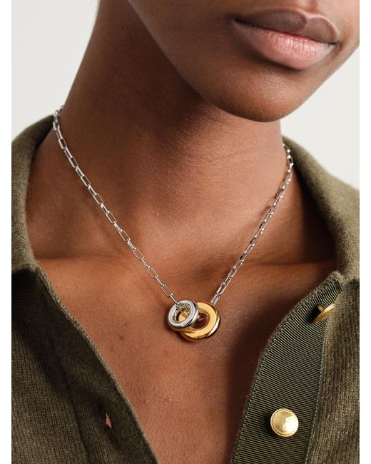 Laura Lombardi White Moneta Rhodium- And-Plated Recycled Necklace