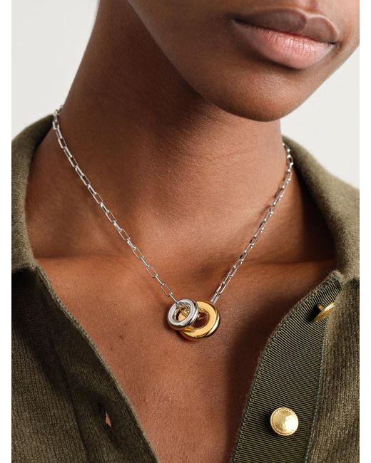 Laura Lombardi White Moneta Rhodium- And-Plated Recycled Necklace