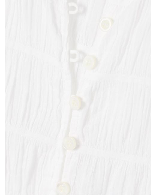 FRAME White Shirred Cotton-Blend Voile Tank