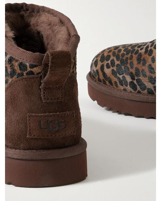 Ugg Brown Classic Ultra Mini Caspian Leopard-Print Calf Hair Boots