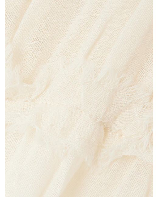 Ulla Johnson White Esme Bluse Aus Wollgaze Mit Rüschen Und Fransen