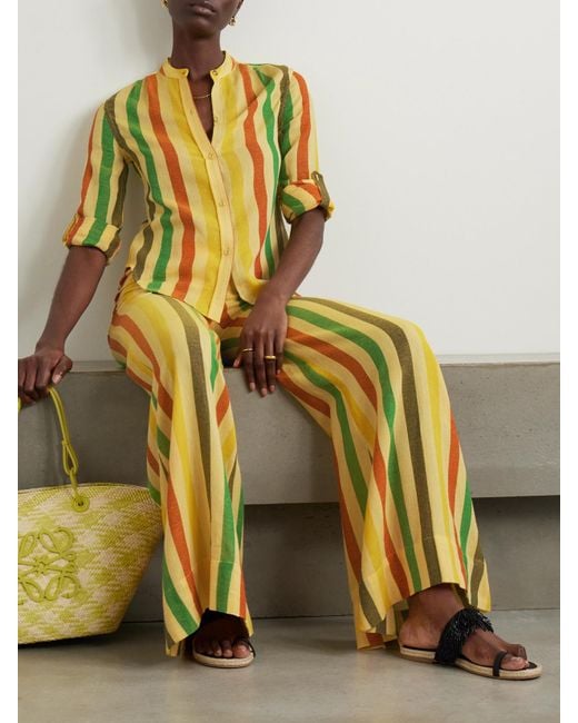 Suzie Kondi Yellow Koubi Striped Cotton-Gauze Shirt