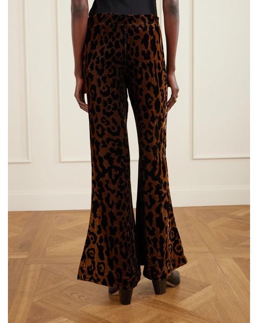 Alix Of Bohemia Black Farah Leopard-Print Velvet Flared Pants