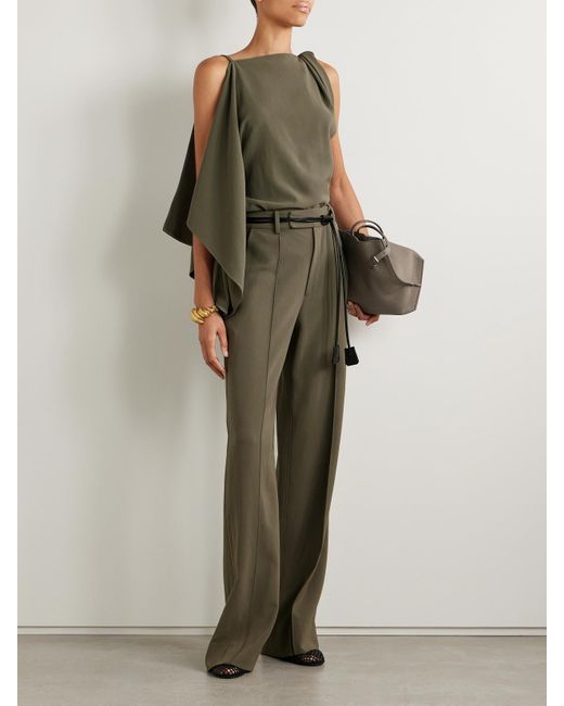 Proenza Schouler Green Alyssa Asymmetric Draped Crepe Top