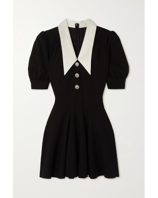 Alessandra Rich Black Wool-blend Crepe Mini Dress