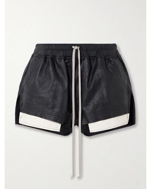 Rick Owens Black Fog Leather Shorts