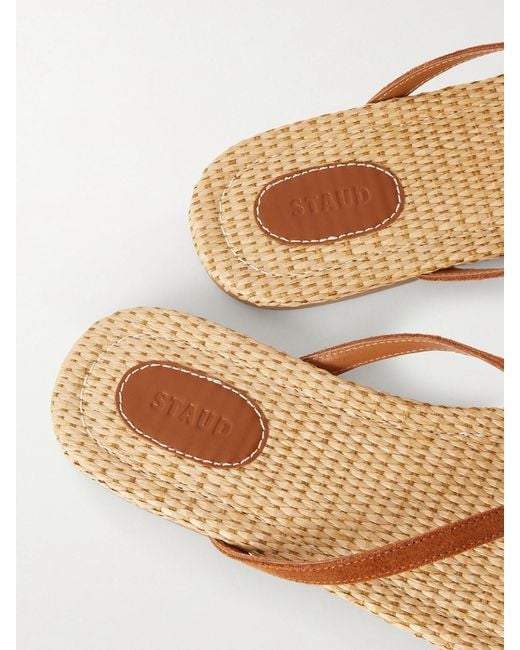 Staud Brown Freja Suede Flip Flops