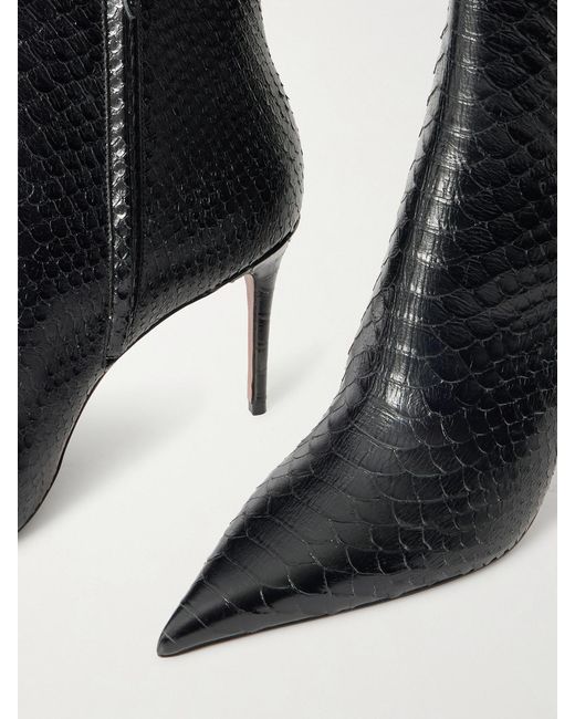 Paris Texas Black Vera 85 Snake-Effect Leather Ankle Boots