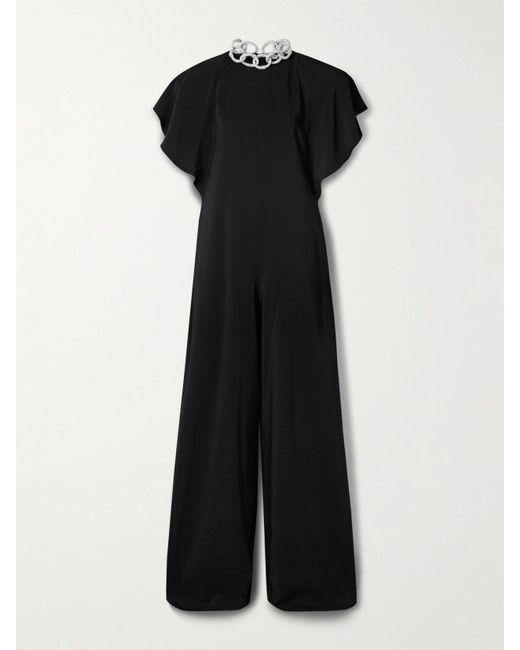 Stella McCartney Black Crystal-Embellished Crepe Jumpsuit