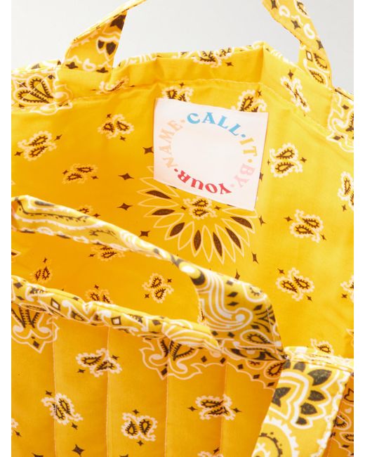 Call it By Your Name Yellow Maxi Cabas Tote Aus Gesteppter Baumwollpopeline Mit Bandana-Print