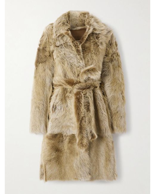 Nour Hammour Natural Linden Belted Shearling Coat