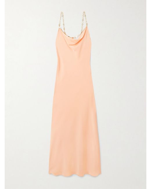 Rabanne Pink Chain-Embellished Crepe Midi Dress