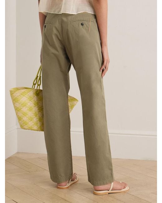 Fortela Natural Rope-Trimmed Coated-Cotton Straight-Leg Pants