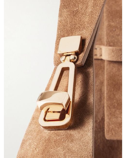 Gabriela Hearst Brown Kleine Schultertasche Aus Veloursleder