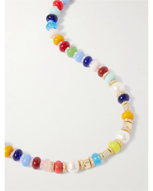 Joolz by Martha Calvo Multicolor Lucinda-Plated, Pearl And Crystal Necklace