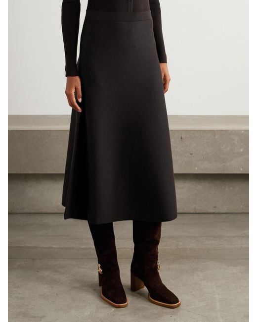 Gabriela Hearst Black Freddie Wool, Silk And Cashmere-Blend Midi Skirt