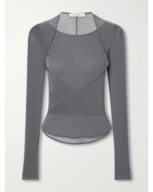 Lemaire Gray Ballerina Layered Mesh Top