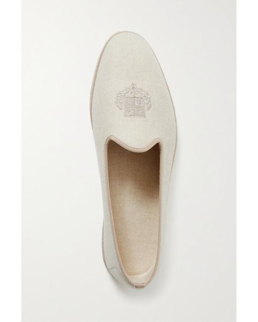 Loro Piana Multicolor Venice Embroidered Cashmere-Blend Flannel Slippers