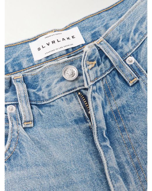 SLVRLAKE Denim Blue Noah Relaxed Turn Up High-Rise Straight-Leg Jeans