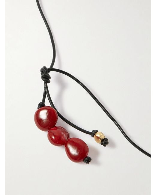 Dinosaur Designs Blue River Rock-Plated, Resin And Leather Necklace