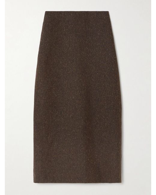 Blazé Milano Brown Sussex Wool-Blend Midi Skirt