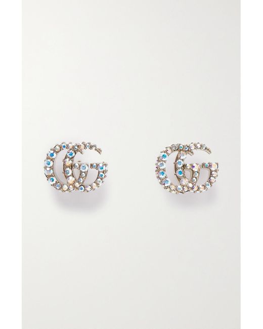 Gucci Gg Marmont Gold-tone Crystal Earrings in Metallic | Lyst Canada