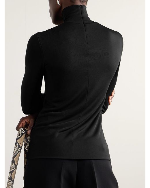 Jil Sander Black Crepe Turtleneck Top