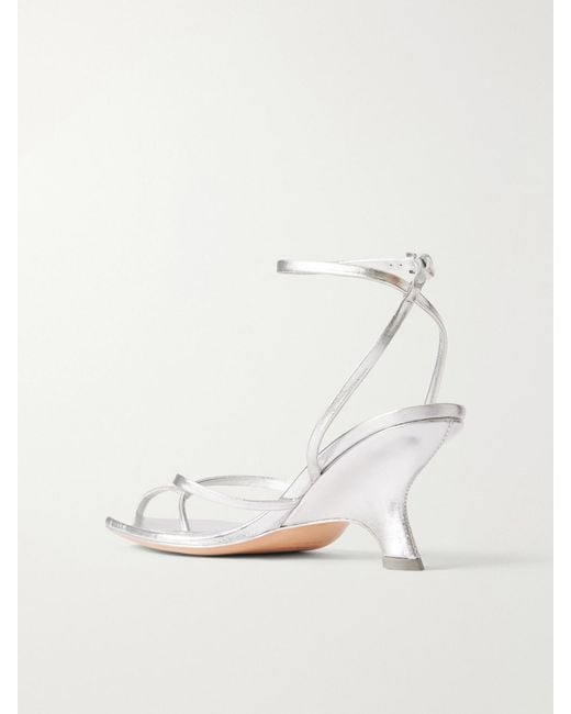 Jonathan Simkhai Natural Kelsey Metallic-Leather Wedge Sandals