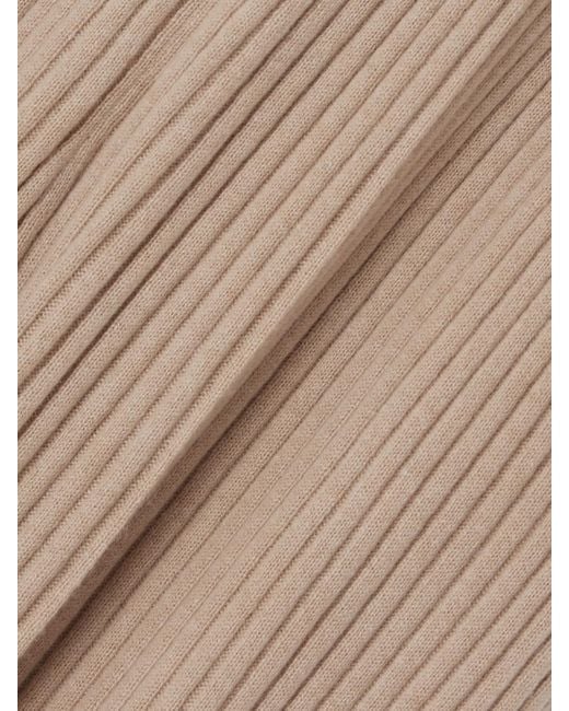 Loro Piana Natural Ribbed Cashmere Tapered Pants