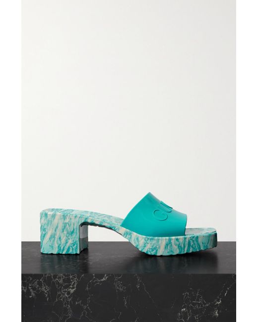 Gucci Plastique Logoembossed Rubber Mules in Blue Lyst Canada