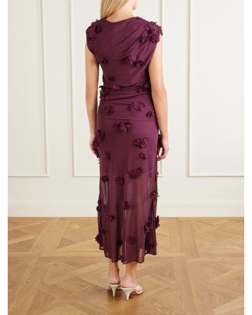 Jonathan Simkhai Purple Tessa Appliquéd Tulle Blouse