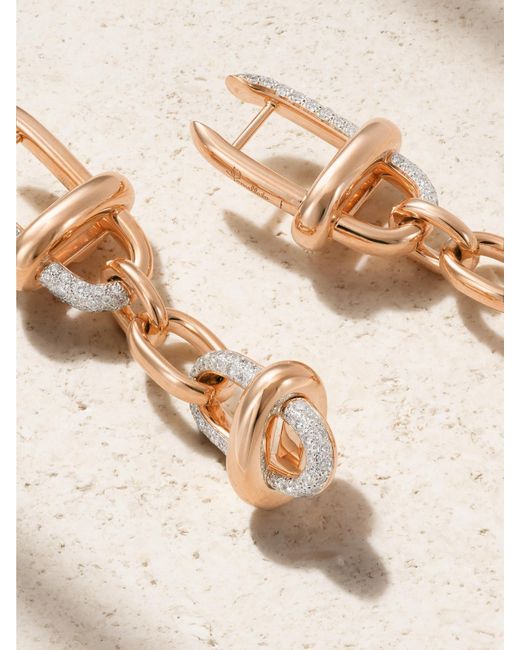 Pomellato Natural Iconica 18-Karat Rose And Rhodium-Plated Diamond Earrings