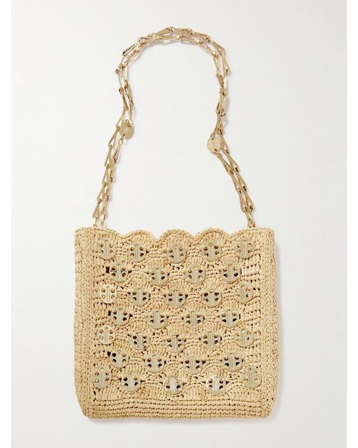 Rabanne Metallic 1969 Wave Raffia And Chainmail Shoulder Bag