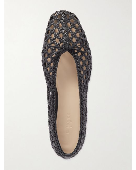 Le Monde Beryl White Regency Ballerinas Aus Geflochtenem Leder Mit Schleifen