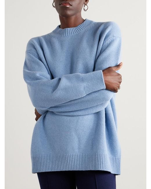 High Sport Blue Georgia Embroidered Wool And Cashmere-Blend Sweater