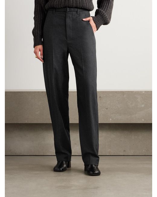 Lemaire Black Belted Pleated Cashmere-Blend Tapered Pants