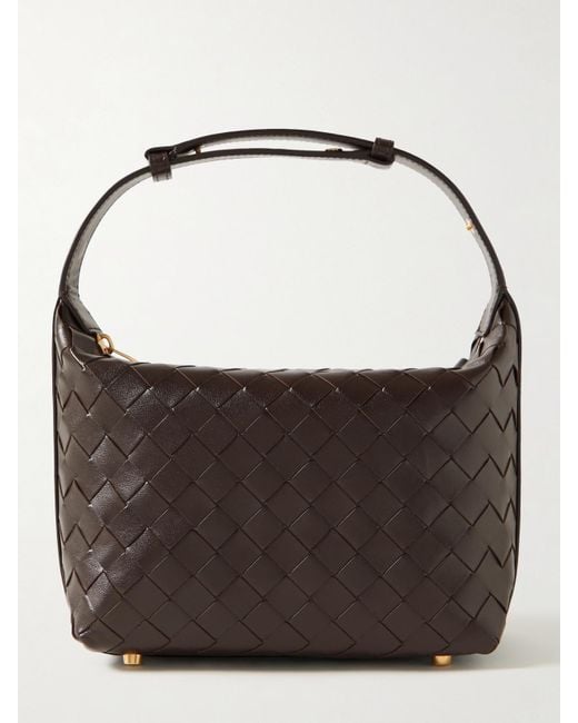 Bottega Veneta Brown Wallace Mini Intrecciato Leather Shoulder Bag
