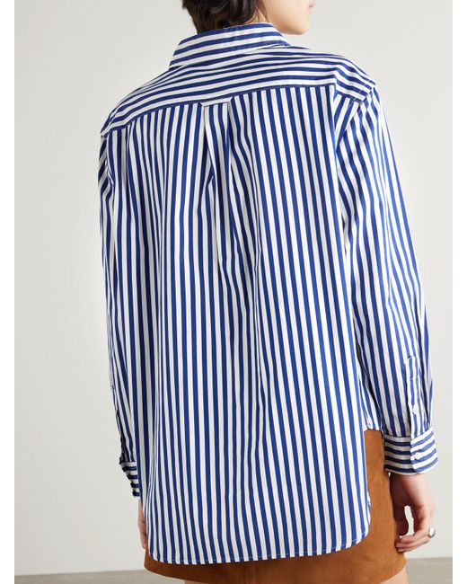 Polo Ralph Lauren Blue Embroidered Striped Cotton-Poplin Shirt