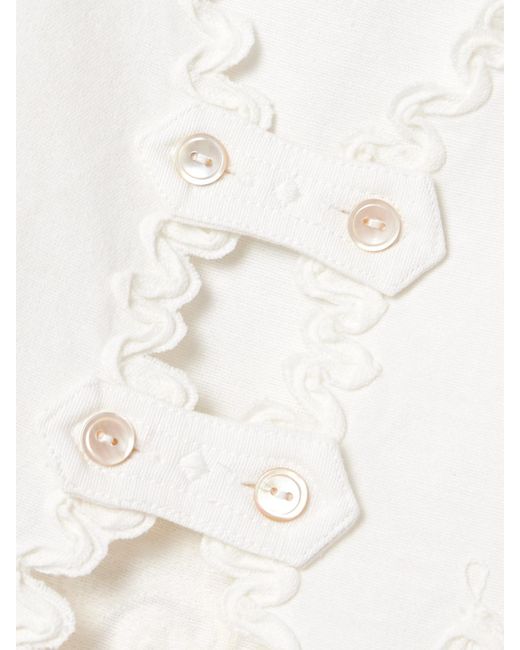 Sea White Iyla Verkürztes Oberteil Aus Einer Bestickten Baumwoll-Leinenmischung Mit Lochstickerei