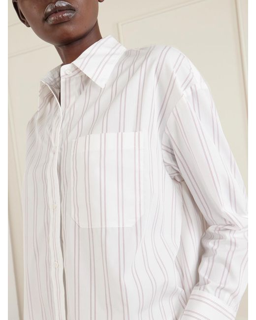 Twp White Big Joe Striped Cotton-Poplin Shirt