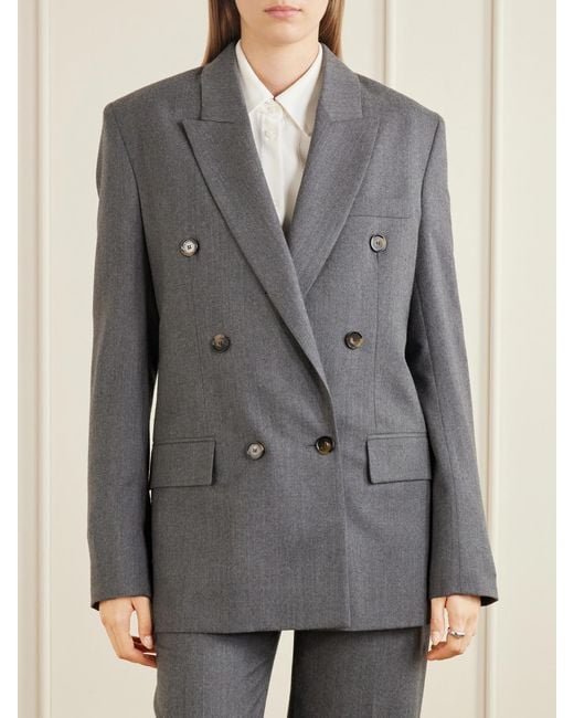 Stella McCartney Gray Doubled-Breasted Oversized Wool Blazer
