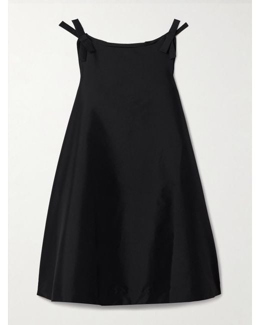 BERNADETTE Black Melody Bow-Embellished Taffeta Mini Dress
