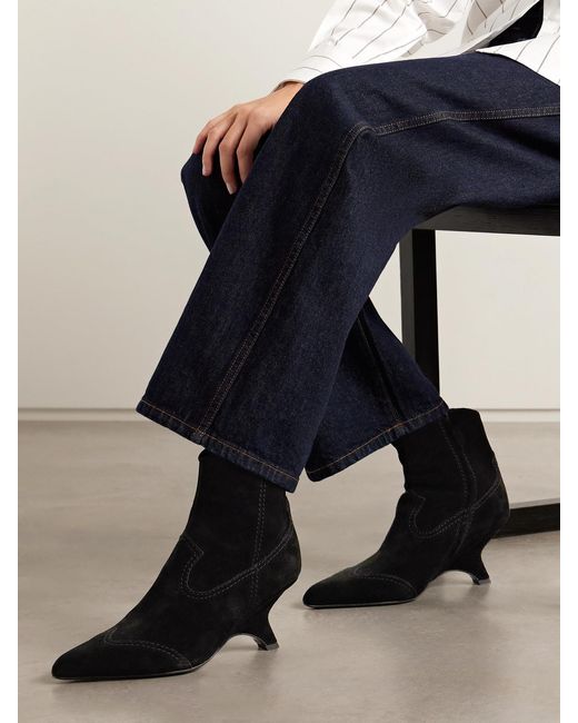 Jonathan Simkhai Black Shadow Suede Ankle Boots